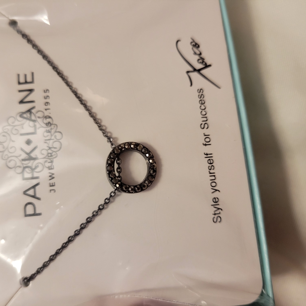 Park Lane Black Circle Pendant Necklace
